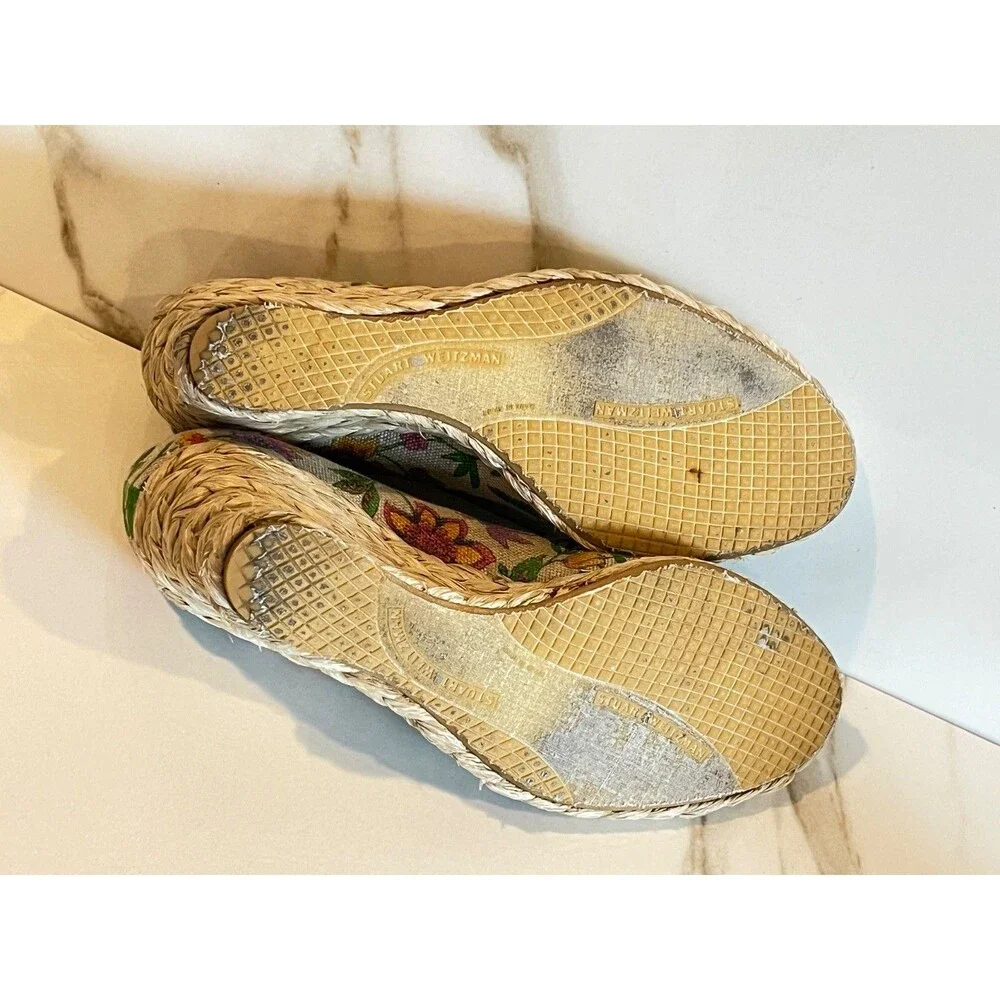 Stuart Weitzman Vintage Floral Tapestry Wedges 7.5 M Spain Quiet Luxury Archive